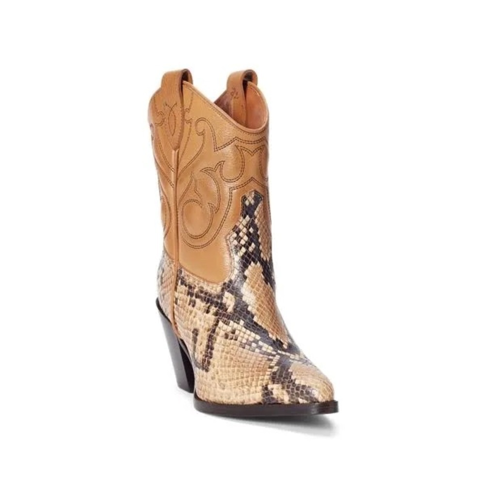 Ralph‎ Lauren Snakeskin Tan Ankle Boots